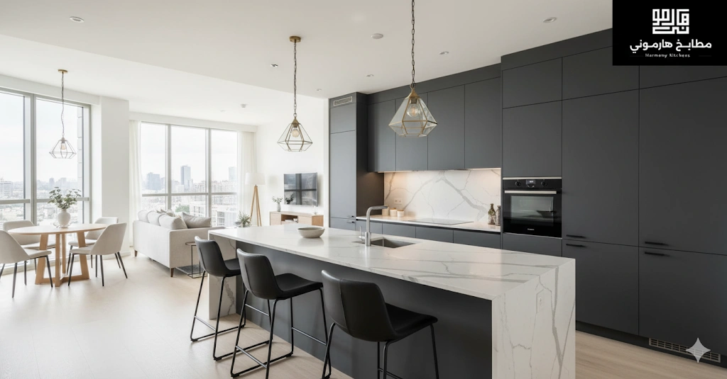 مطبخ مفتوح على الصالة مودرن