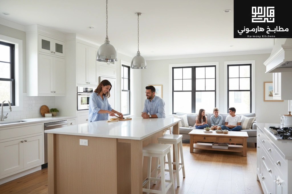 مطبخ مفتوح على غرفة الجلوس نظام امريكي